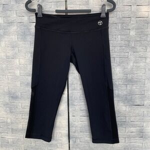 Trina Turk‎ Recreation S Black Mesh Capri Leggings Athletic Workout Pants